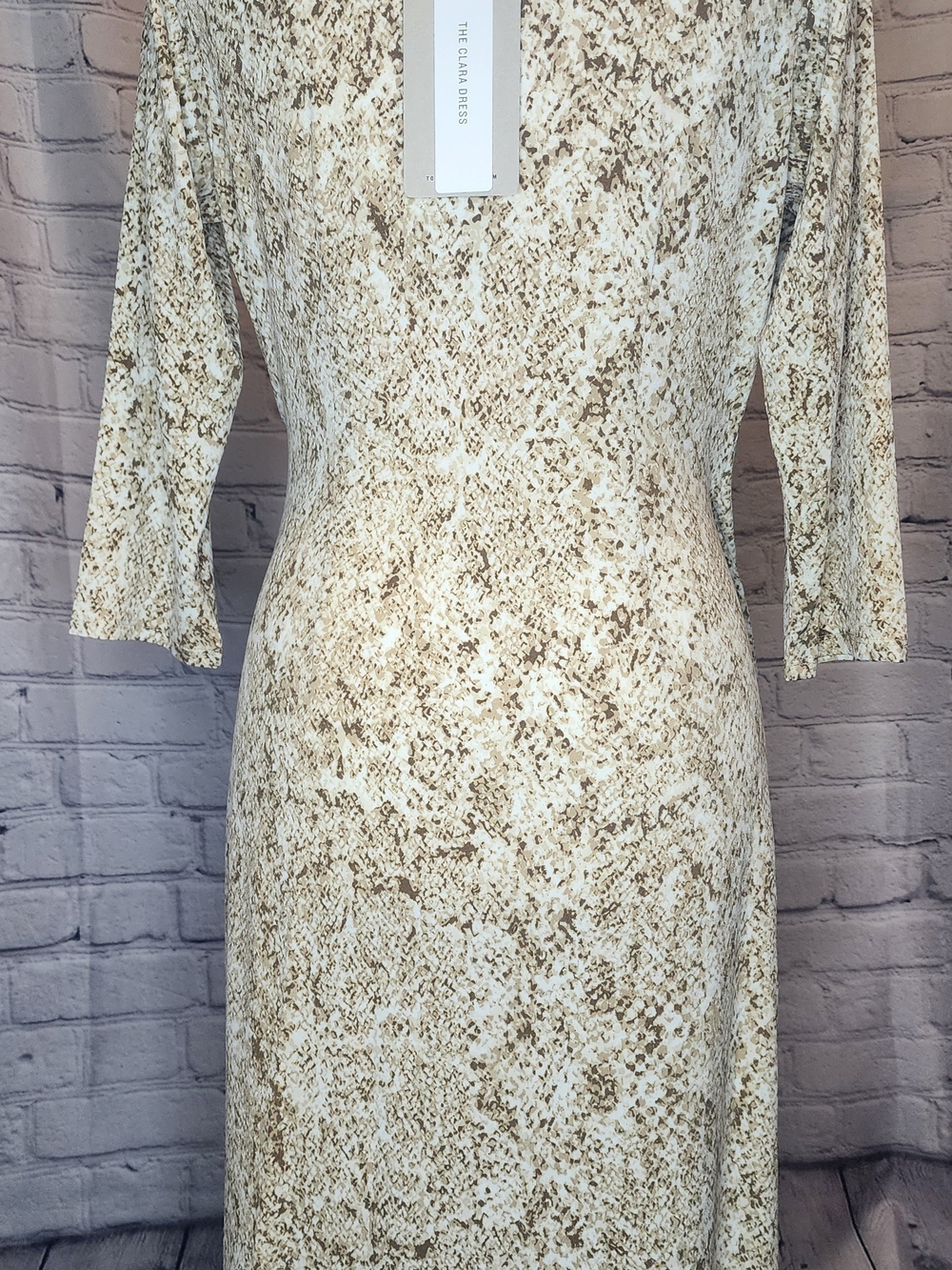 Tommy Bahama Cream and Gold-Print Draped Midi Dress- Clara - Picture 6 of 6